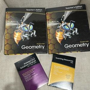 Teachers edition Prentice Hall Geometry volume 1 and 2 plus solutions/resource